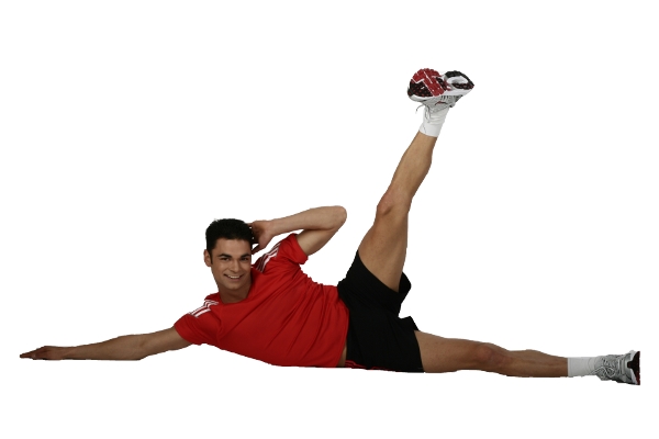 Fitnessübungen für die seitlichen Bein Muskeln und die seitlichen Rumpfmuskeln