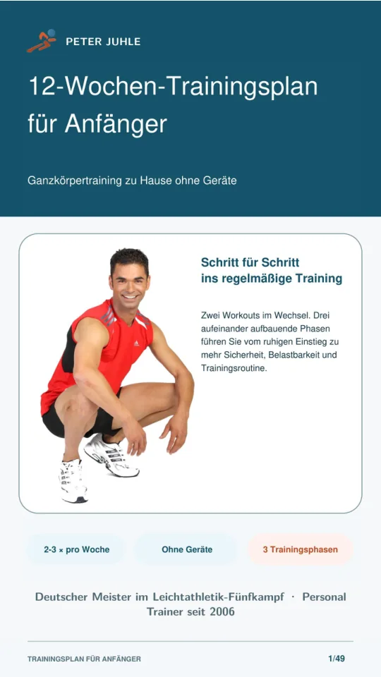 Titelseite des 12-Wochen-Trainingsplans für Anfänger von Peter Juhle